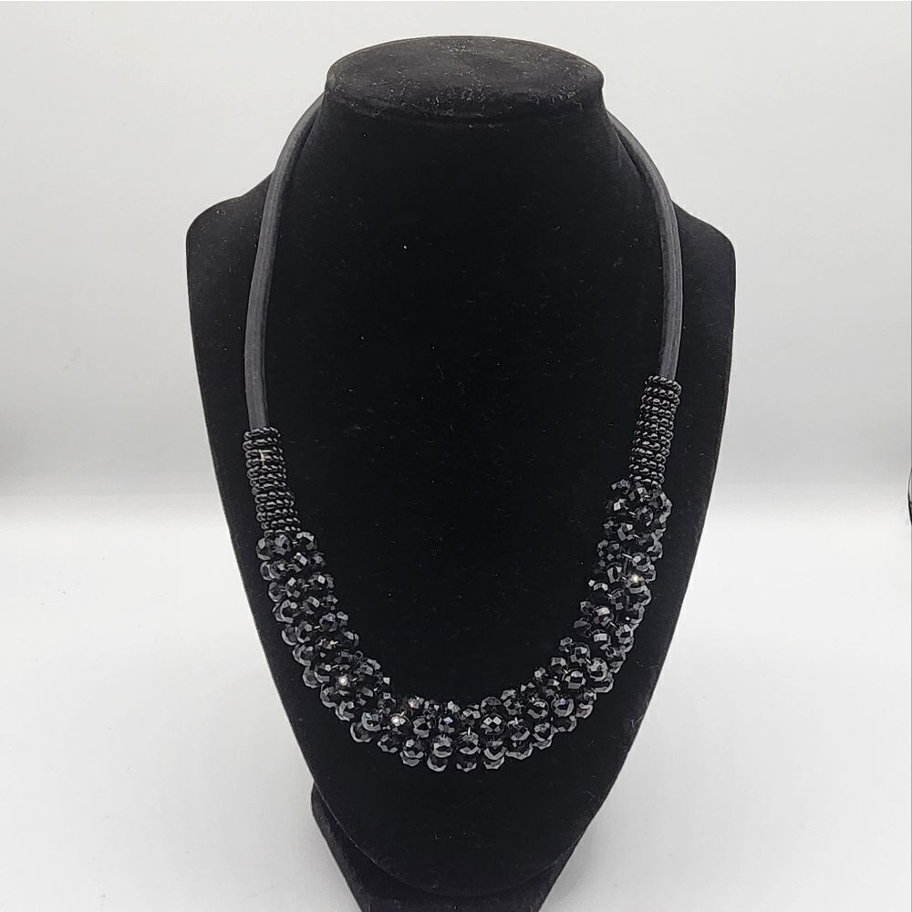 Black shimmery beaded necklace